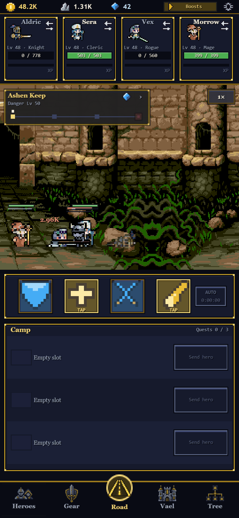 The party at Ashen Keep